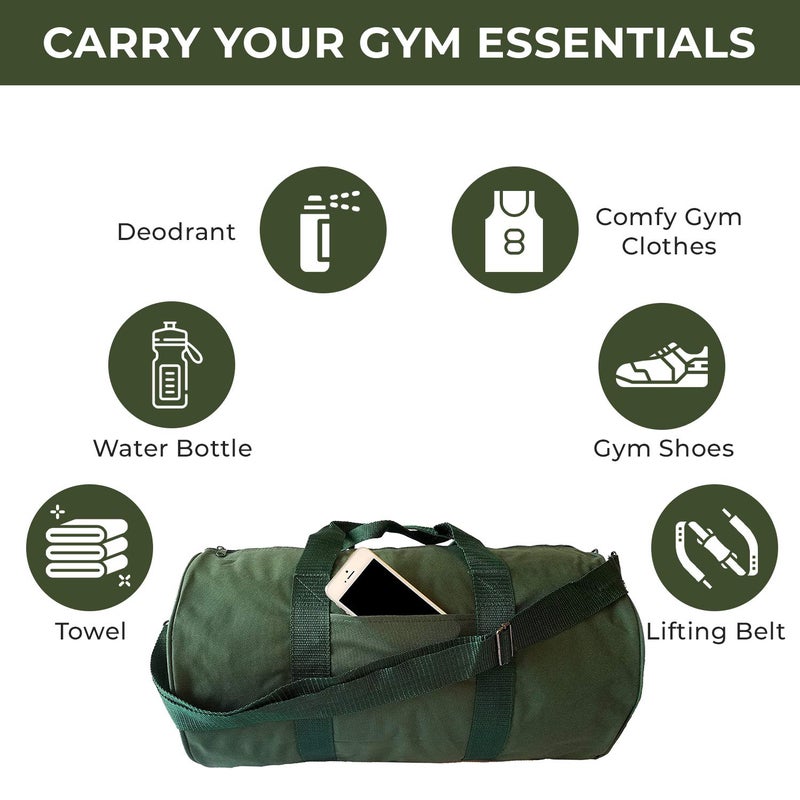 ImpecGear Round Duffel Sports Bags, Travel Bag, Heavy Duty Bag, Gym Fitness Bag-for Men & Women (Green) small-medium - Image 4